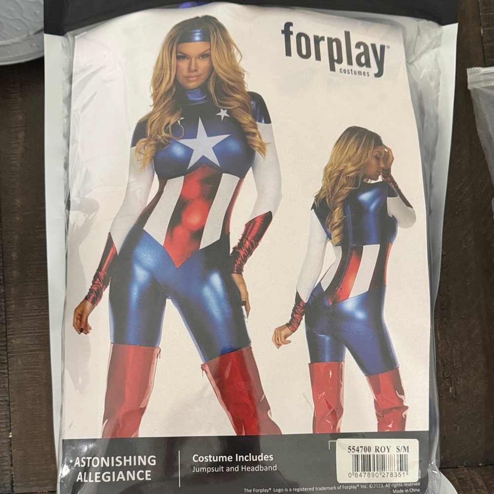 Vibrant Star Spangled Jumpsuit- Captain America Costume
